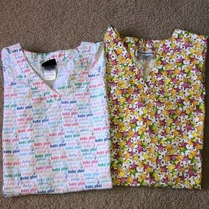 Baby Phat & Natural Uniform Scrub Tops - Size Small (Lot of 2)